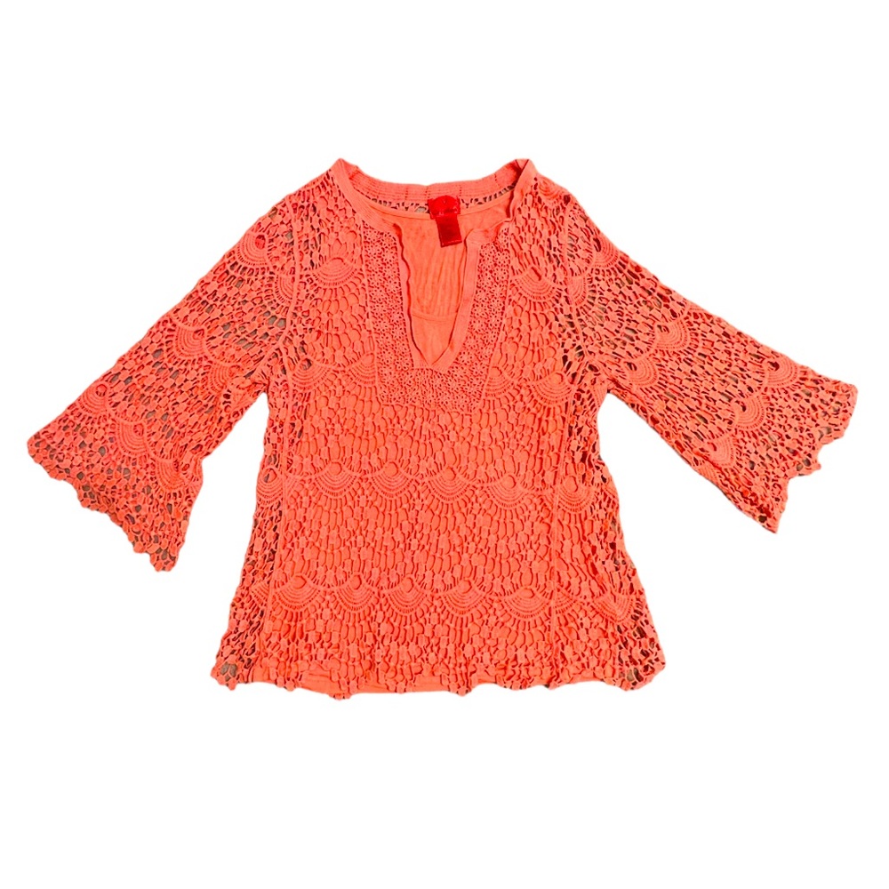 Crochet Bell Sleeved Top Medium